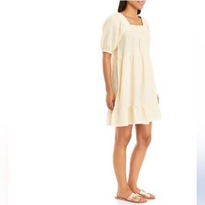 Wonderly Short Sleeve Ivory Tiered Dress. Gauzy | Women’s Sz-M | Summer | Beach
